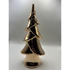 Small Glass Metallic Copper Tone 11" Christmas Tree Decor READ